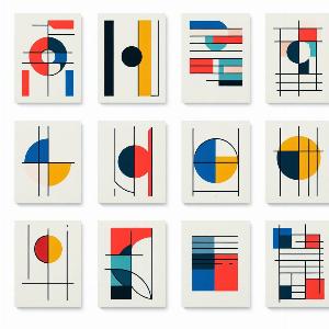 Minimal abstract art shapes with circles squares lines (1)